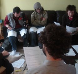 The recording session.