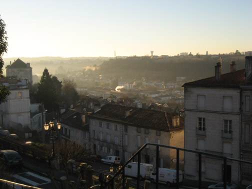 The view from the town of the Angoulême, where there are even comic exhibits in the church during their annual comic fest.